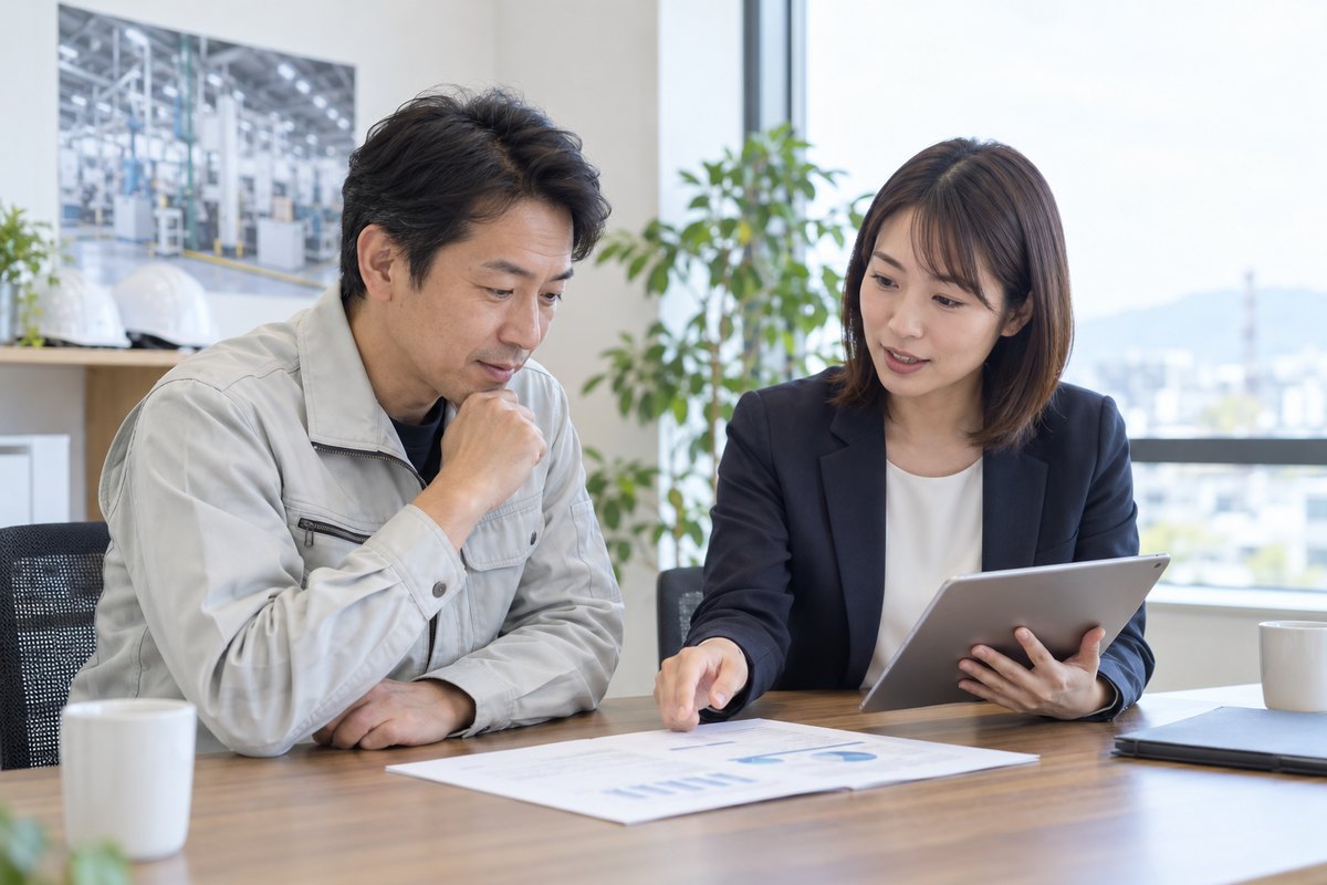 企業担当者と人材について打ち合わせをする様子